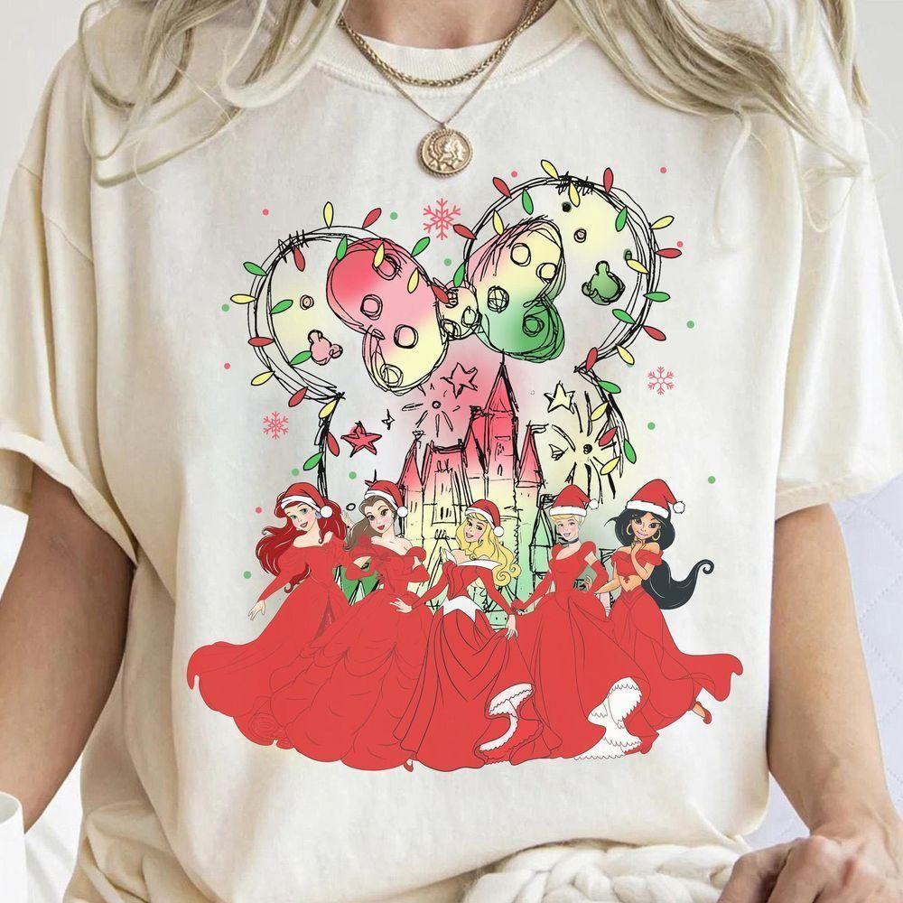 Watercolor Disney Princess Christmas Vuitino Shirt Watercolor Disney Princess Christmas Vuitino Shirt